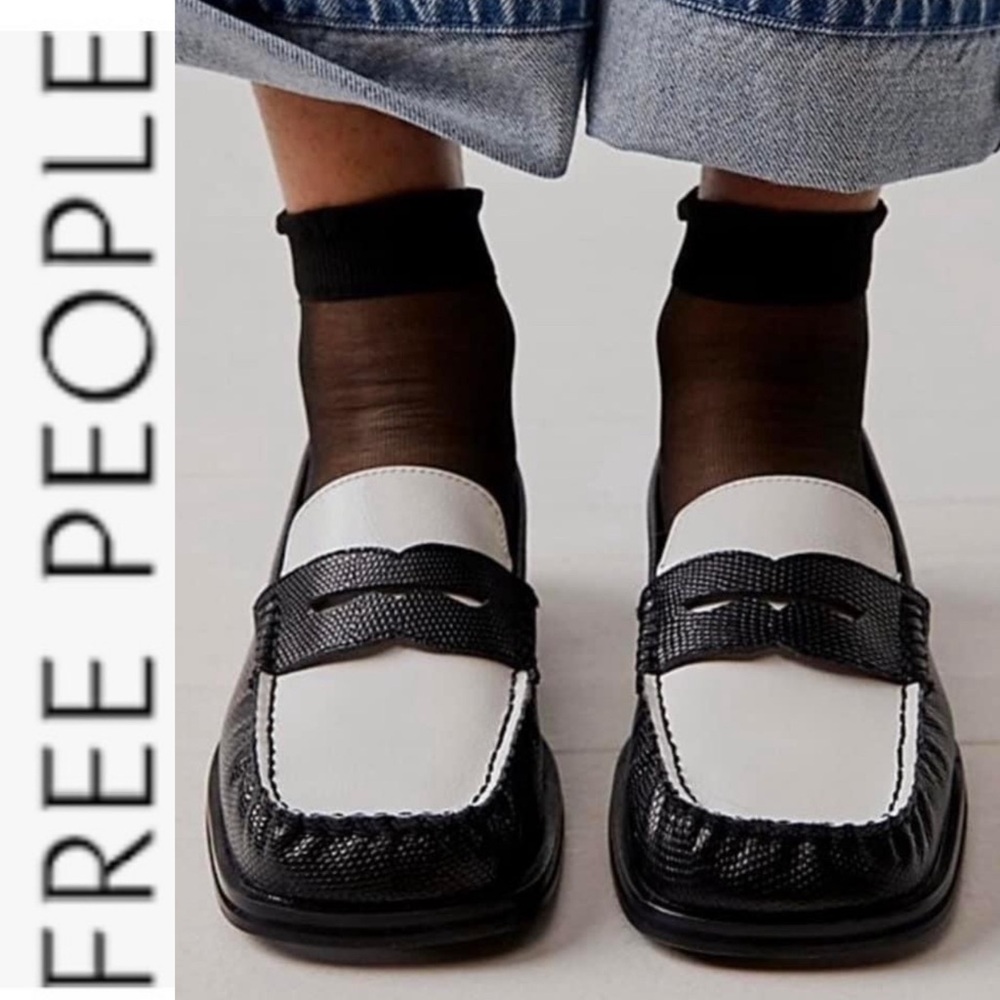 NEW Free People Harris Loafers black/white 37